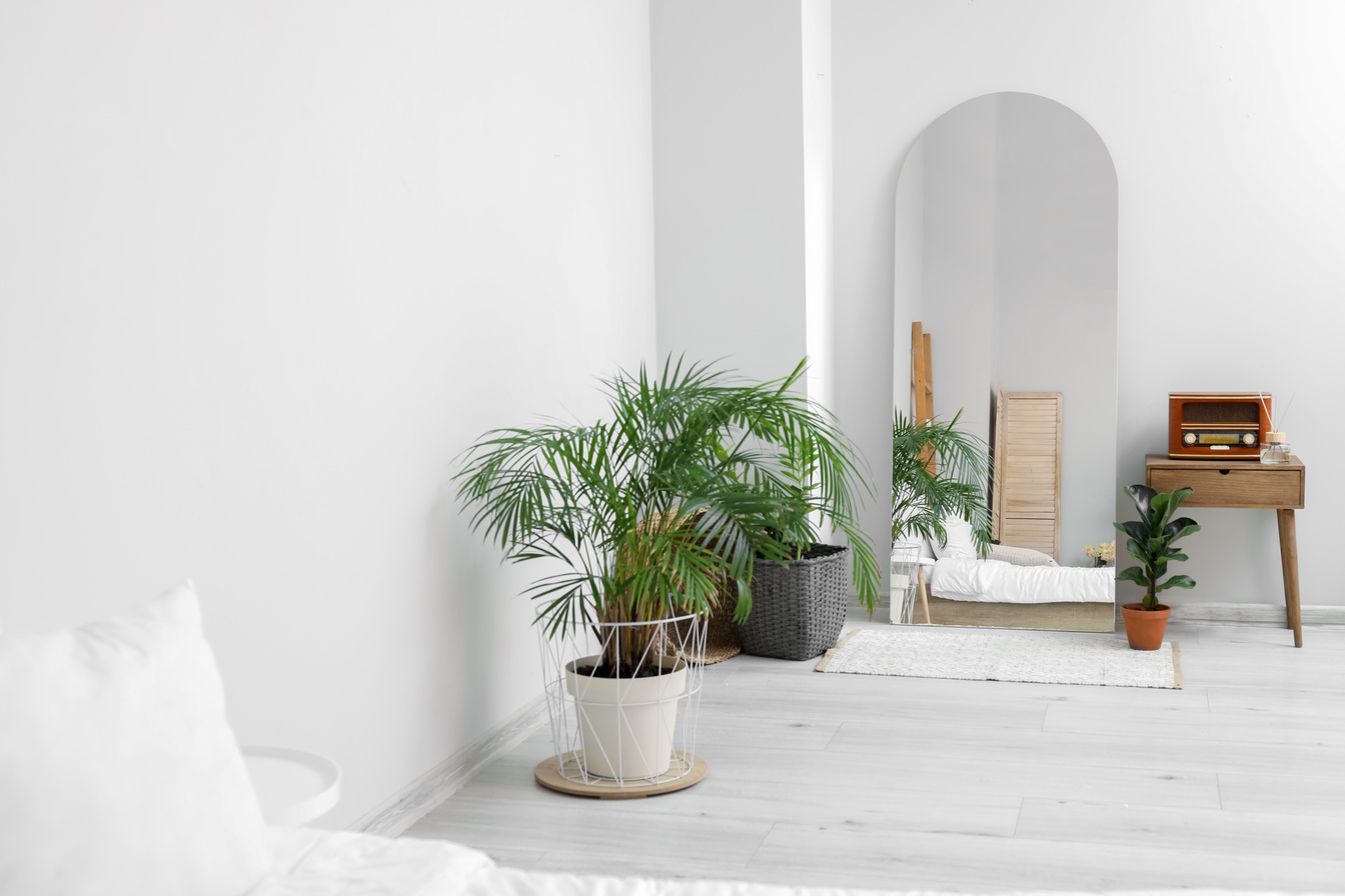 Stylish Mirror in Interior of Bedroom